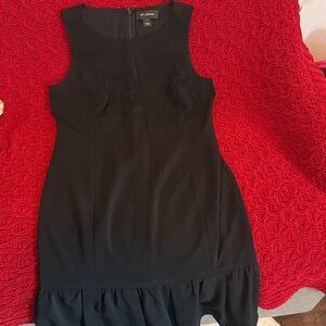 St. John Black Ruffle Hem Mini Dress